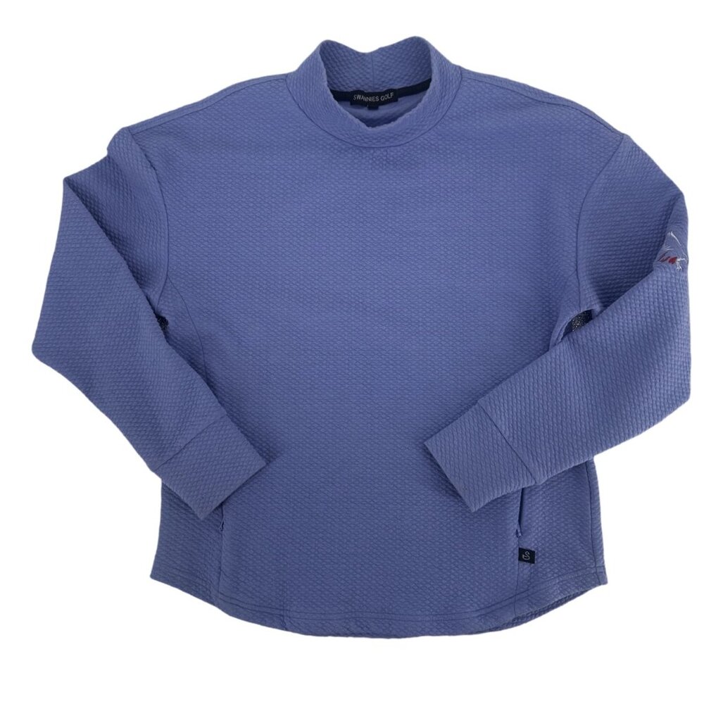 Swannies Golf Waffle Knit Pullover Slate Blue Small